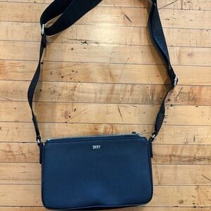 DKNY Black Saffiano Leather Messenger Crossbody Bag